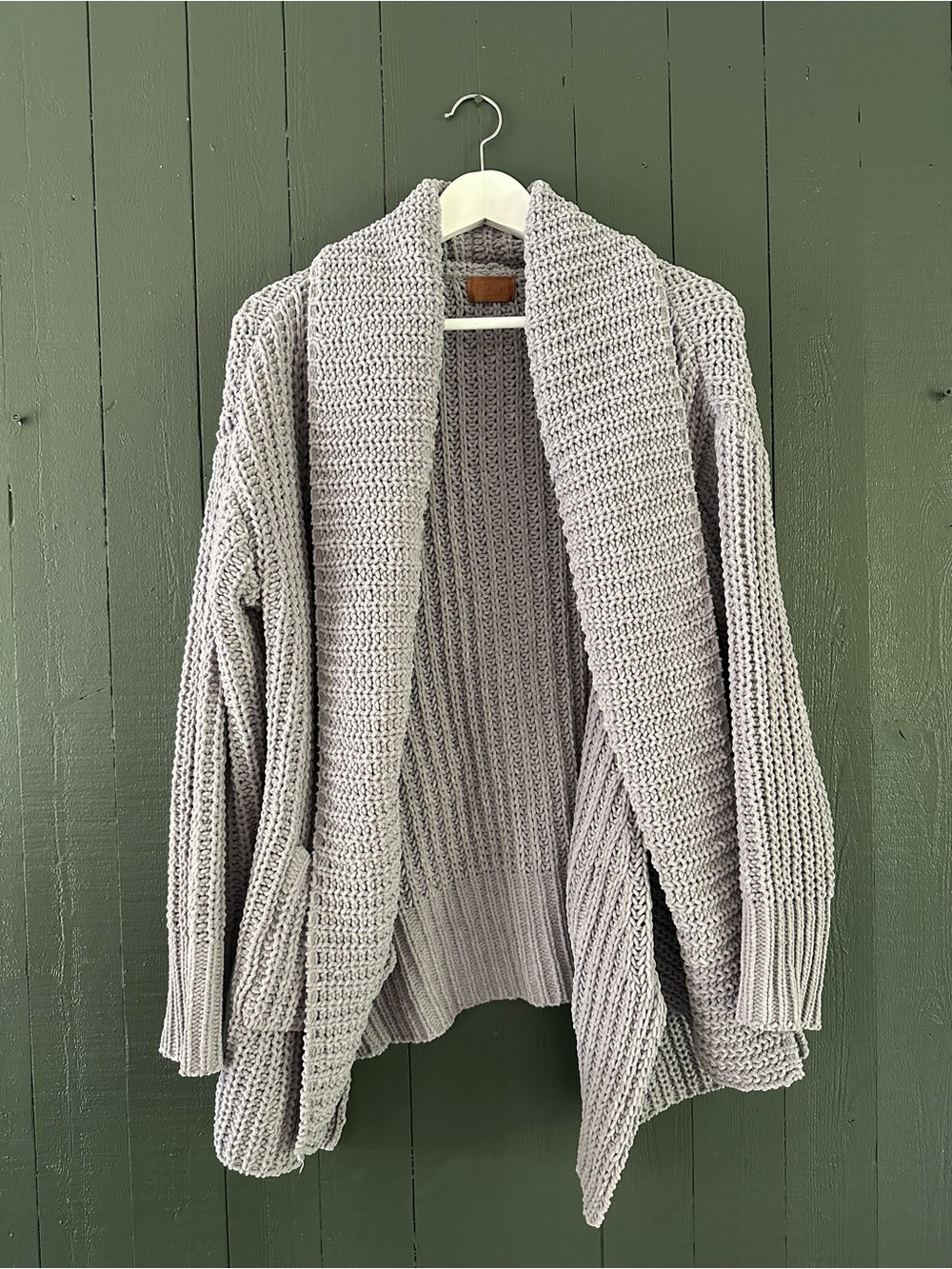 POL Open-Front Chunky Knit Sweater Cardigan - Light Gray